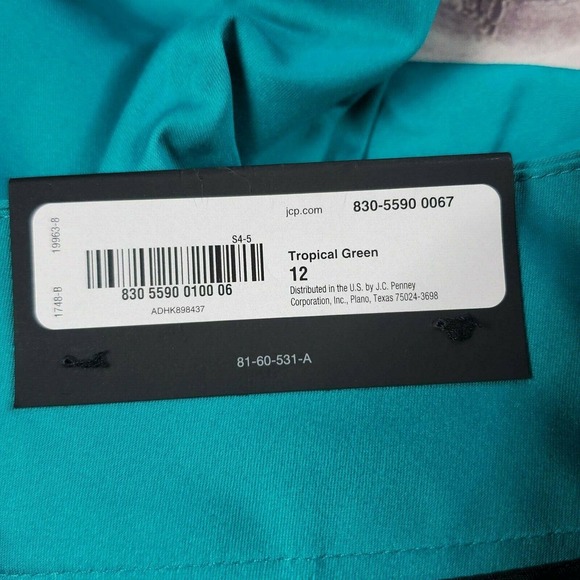 CC - Worthington Modern Fit Cropped Pants Women 12 Tropical Green Slim Leg NWT - Picture 5 of 6